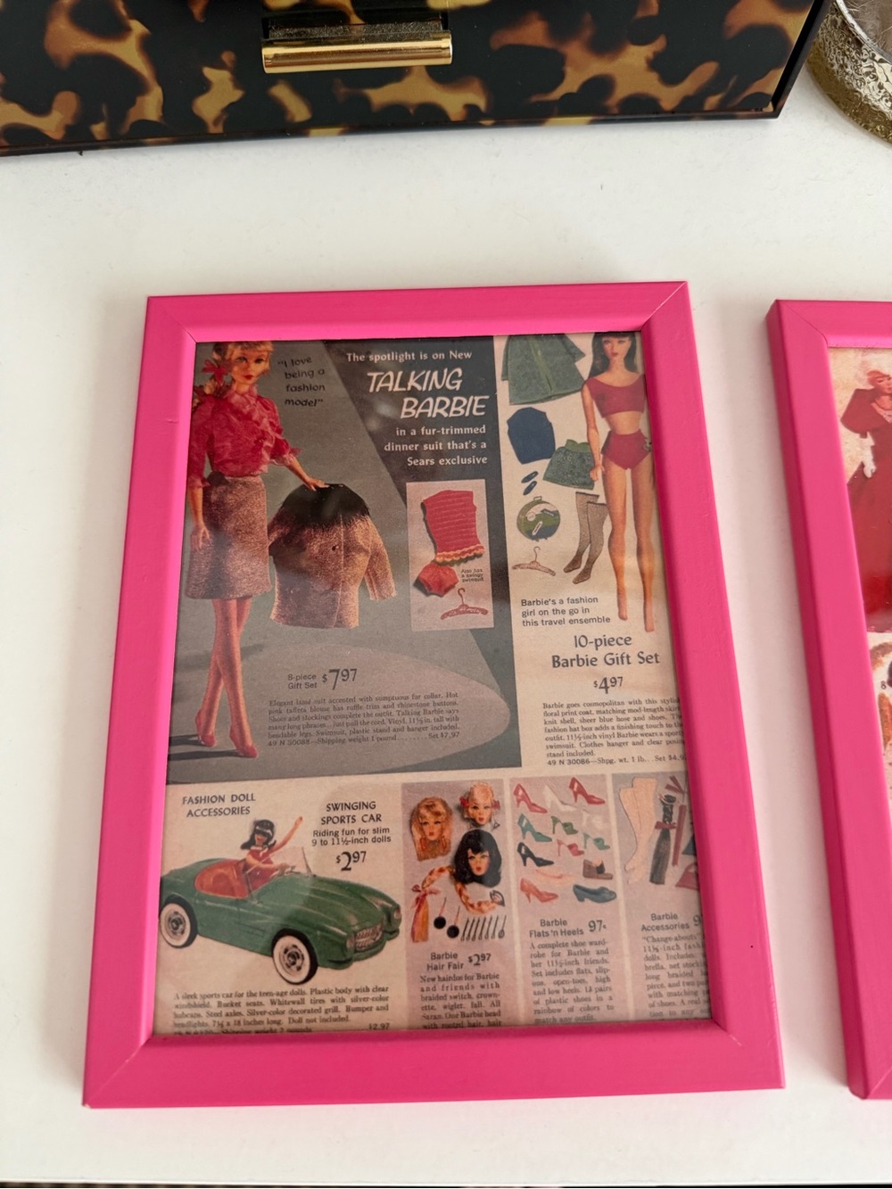 Set of 4 Pink Framed Vintage Barbie Print Art - Picture 2 of 7